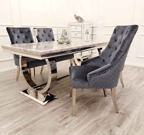 Ariana Dining Table with Majestic Dark Grey Chairs SOLID FURNITURE