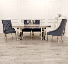 Ariana Dining Table with Majestic Dark Grey Chairs SOLID FURNITURE