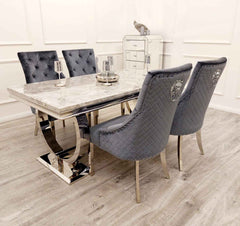 Ariana Dining Table with Majestic Dark Grey Chairs SOLID FURNITURE