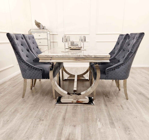 Ariana Dining Table with Majestic Dark Grey Chairs SOLID FURNITURE