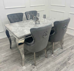 Light Grey Louis Table with Grey Megan Chairs SOLID FURNITURE LTD