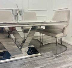 Venice Marble Table with Chelmsford Beige Chairs SOLID FURNITURE