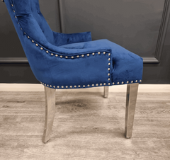 Megan Chrome Blue Velvet Dining Chairs