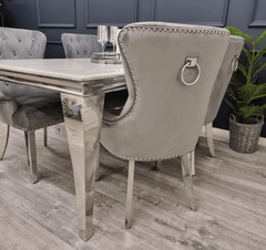 Megan Chrome Light Grey Velvet Dining Chairs