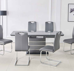 Milan Grey High Gloss Extendable Dining Set SOLID FURNITURE LTD