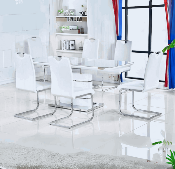 Milan White High Gloss Extendable Dining Set