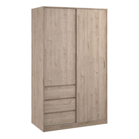 Naia Oak Wardrobe with 1 Sliding Door and 3 Drawers