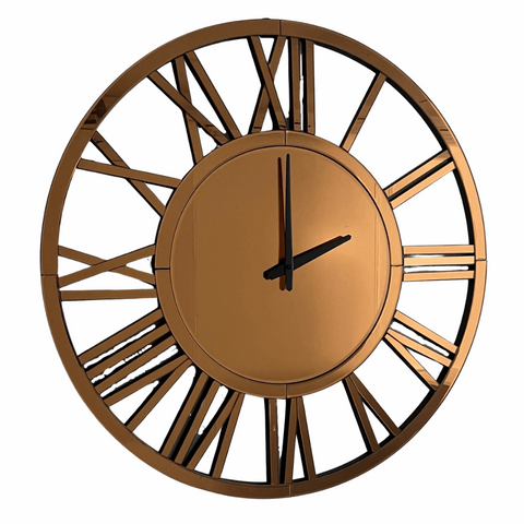 Numeral Copper Mirrored Wall Clock Solid Furniture UK