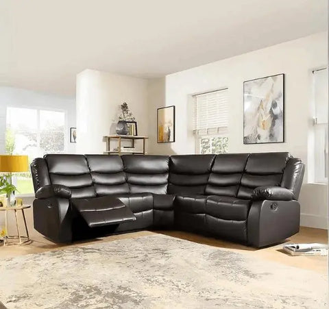 Roma Brown Leather Recliner Corner Sofa