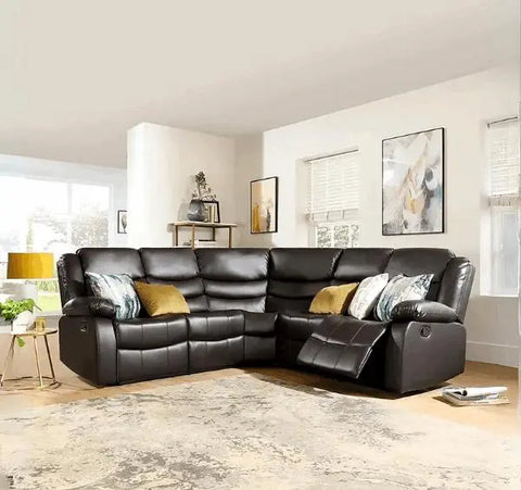 Roma Brown Leather Recliner Corner Sofa