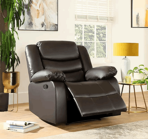 Roma Leather Recliner Sofa Arm Chair Brown