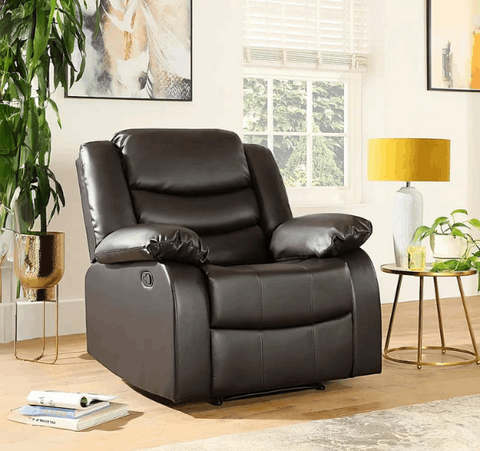 Roma Leather Recliner Sofa Arm Chair Brown