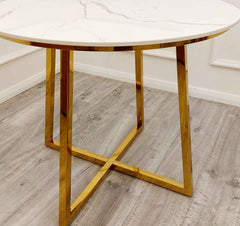 Juno Gold Marble Dining Table Only SOLID FURNITURE