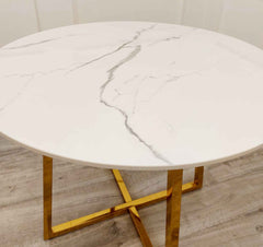 Juno Gold Marble Dining Table Only SOLID FURNITURE