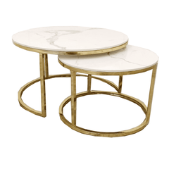 Cato Nest of 2 Gold Coffee Tables SOLID FURNITURE LTD