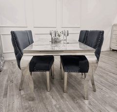 Grey Louis Table with Dark Grey Kensington Chairs