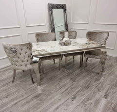 Pandora Gold Louis Dining with Valentino Chairs SOLID FURNITURE LTD