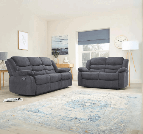 3+2 Sorrento Fabric Grey Recliner Sofa