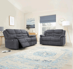 3+2 Sorrento Fabric Grey Recliner Sofa