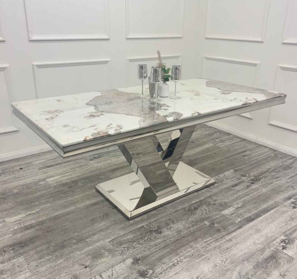 Venice Marble Table with Chelmsford Beige Chairs SOLID FURNITURE