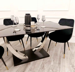 Venus 1.6 Black Stone Top Table with Luna Chairs SOLID FURNITURE