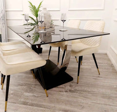 Venus 1.6 Black Stone Top Table with Luna Chairs SOLID FURNITURE