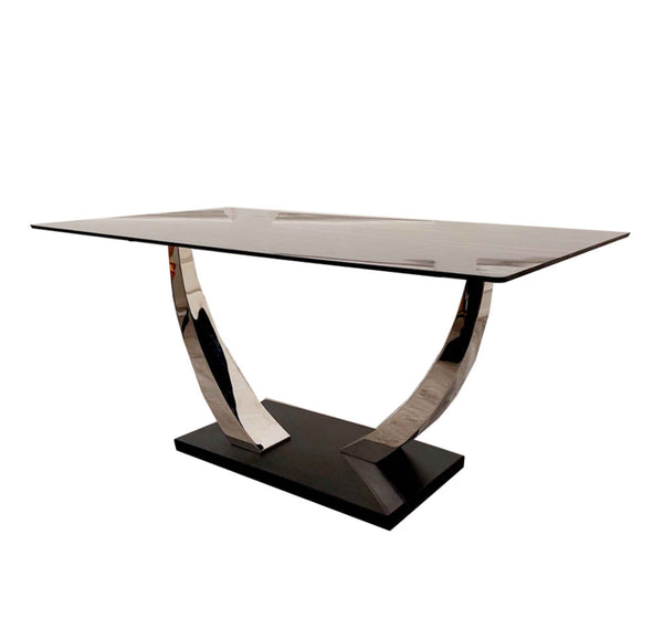 Venus 1.6m Black Stone Top Table SOLID FURNITURE