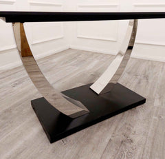 Venus 1.6m Black Stone Top Table SOLID FURNITURE