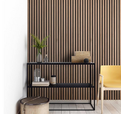 Wood Effect Slatted Veneer Dark Oak Wall Panels SOLID FURNITURE LTD