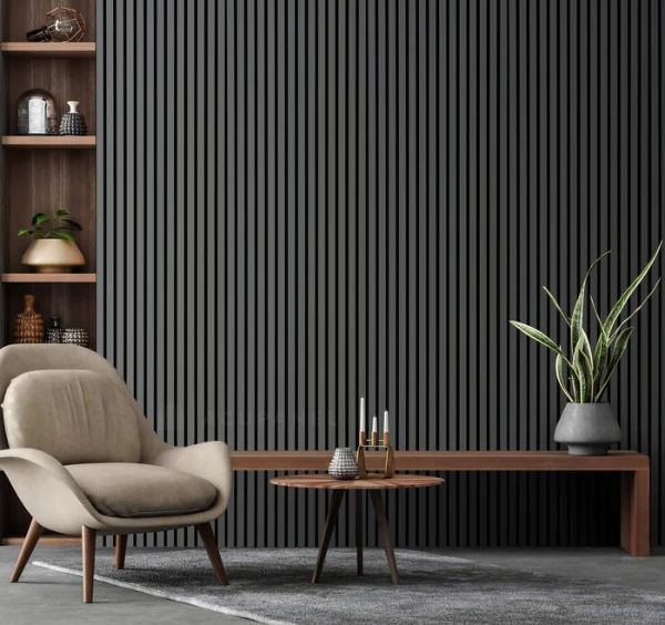 Wood Effect Slatted Veneer Ash Grey Wall Panels SOLID FURNITURE LTD