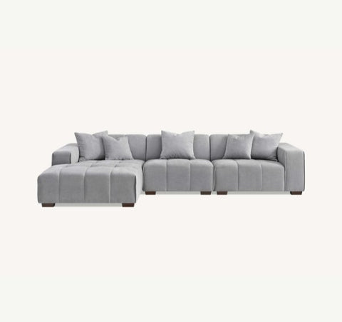 Aluxo Leonard Left Hand Corner Group in Cloudy Grey Boucle - SOLID FURNITURE LTD