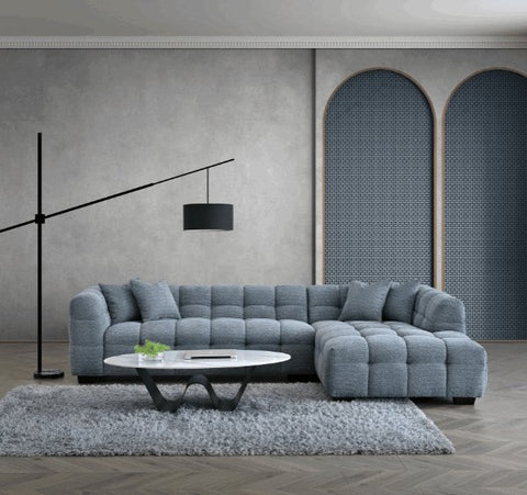 Aluxo Tribeca Corner Group in Iron Boucle Fabric - SOLID FURNITURE LTD