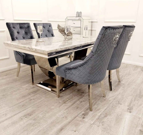 Arial Dining Table with Majestic Dark Grey Chairs - SOLID FURNITURE LTD