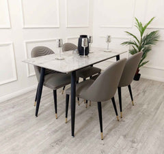 Titus Marble Dining Table with Grey Alba Chairs SOLID FURNITURE