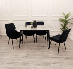 Titus Marble Dining Table with Luna Black Chairs SOLID FURNITURE