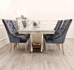 Arial Dining Table with Majestic Dark Grey Chairs SOLID FURNITURE