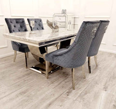 Arial Dining Table with Majestic Dark Grey Chairs SOLID FURNITURE