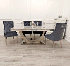 Arial Dining Table with Majestic Dark Grey Chairs SOLID FURNITURE