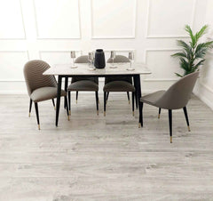 Titus Marble Dining Table with Grey Alba Chairs SOLID FURNITURE