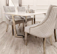 Lucien Dining Table with Majestic Light Grey Chairs SOLID FURNITURE