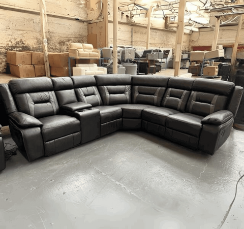 Nova Black Electric Leather Corner Recliner