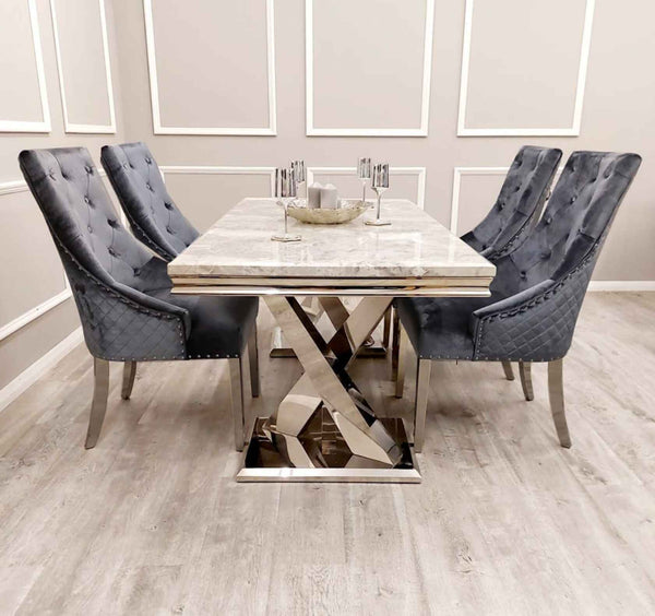 Xavia Dining Table with Majestic Dark Grey Chairs SOLID FURNITURE