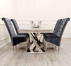 Xavia Dining Table with Sofia Dark Grey Sofia Chairs SOLID FURNITURE