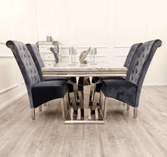 Athena Dining Table with Dark Grey Sofia Chairs SOLID FURNITURE