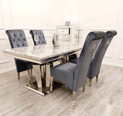 Athena Dining Table with Dark Grey Sofia Chairs SOLID FURNITURE