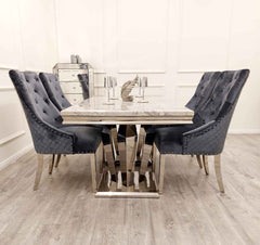 Athena Dining Table with Majestic Dark Grey Chairs SOLID FURNITURE