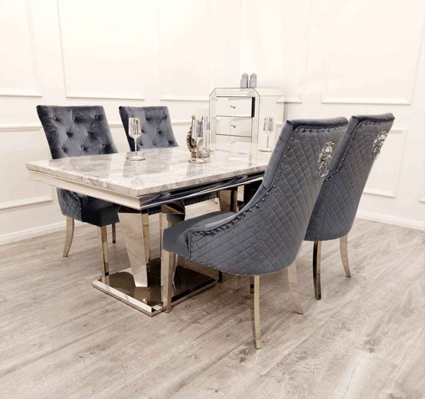 Athena Dining Table with Majestic Dark Grey Chairs SOLID FURNITURE