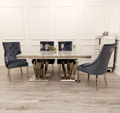 Athena Dining Table with Majestic Dark Grey Chairs SOLID FURNITURE