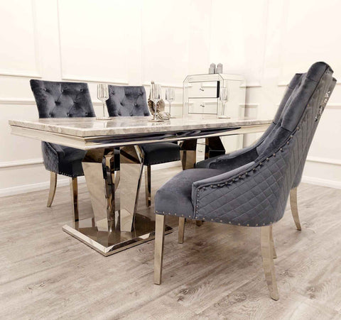 Athena Dining Table with Majestic Dark Grey Chairs SOLID FURNITURE