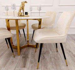 Lucien Round Gold with 4 Luna Cream Chairs SOLID FURNITURE